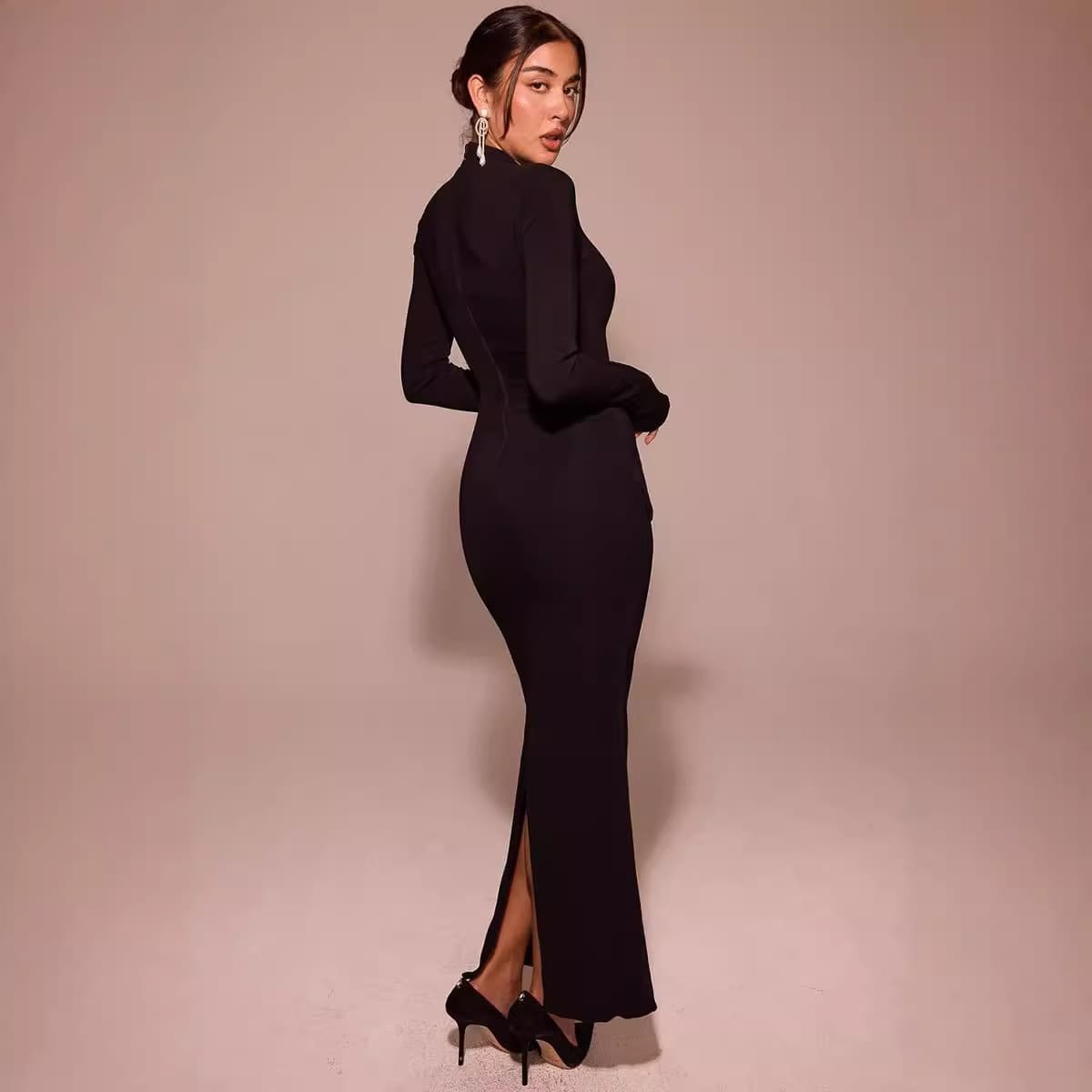 シンプル魅せ ハイネックロングドレス