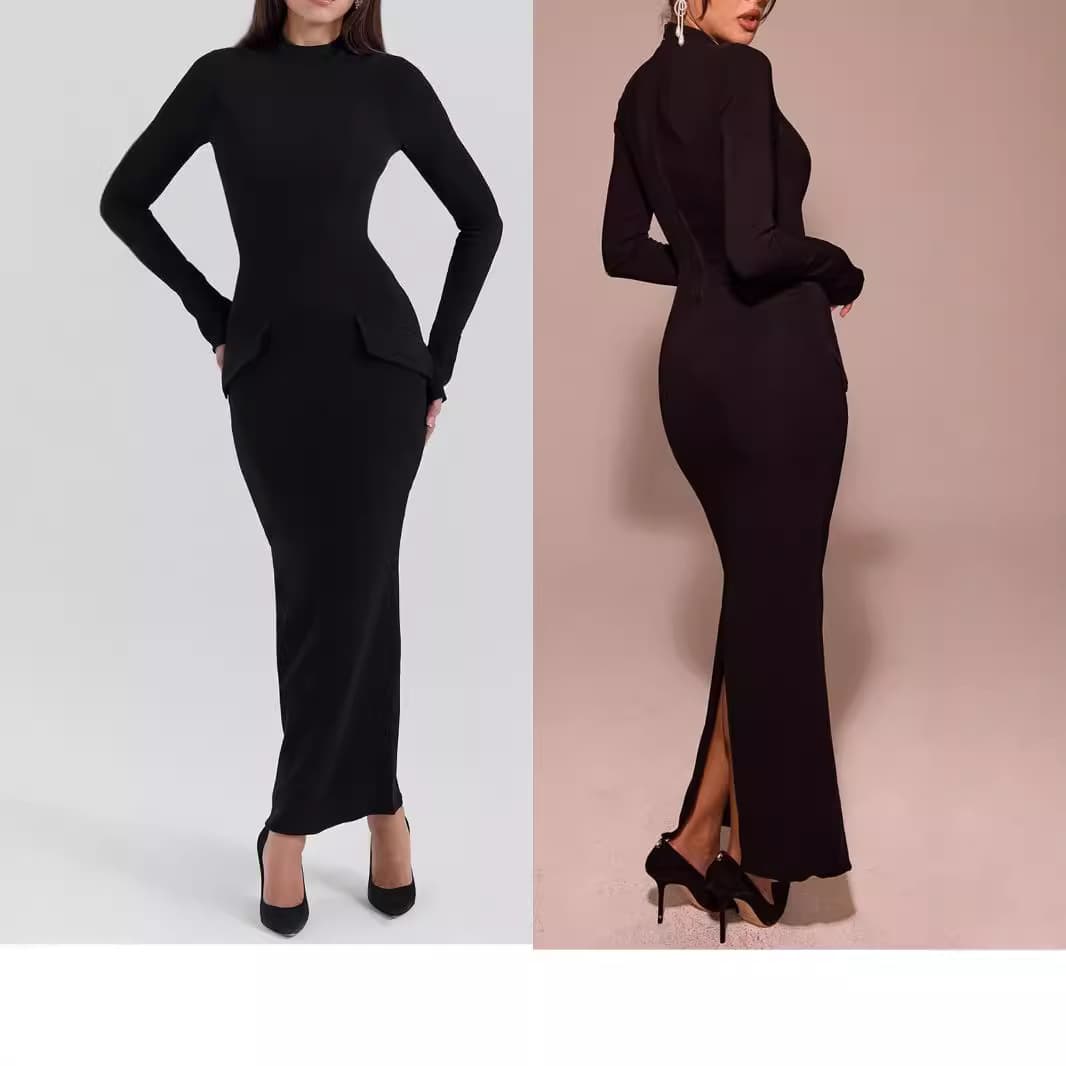 シンプル魅せ ハイネックロングドレス