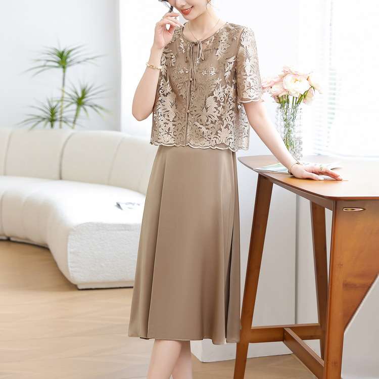 上品レースボレロ付きロングドレス