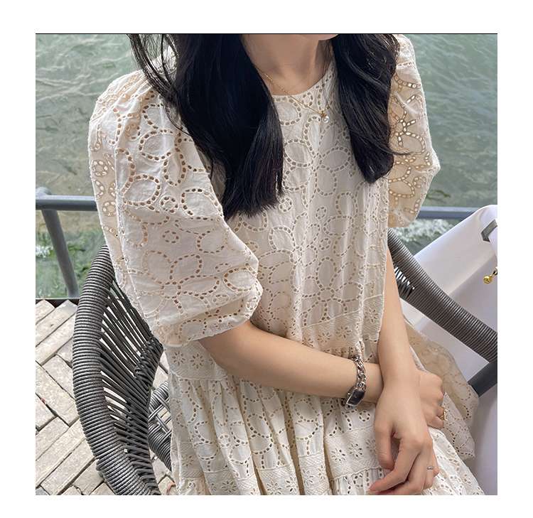 ロングドレス 優美な花柄レースロマンティックドレス