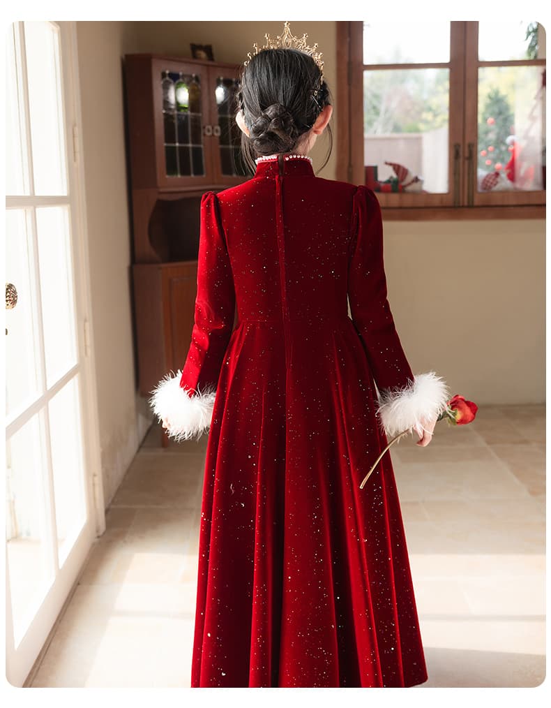 ロングドレス きらめく姫系ベルベットドレス