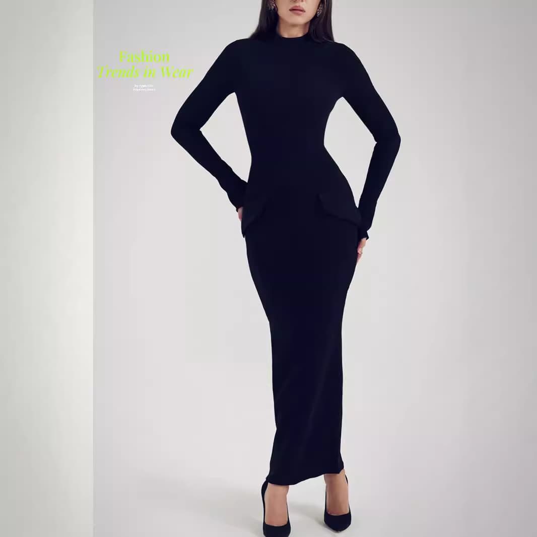 シンプル魅せ ハイネックロングドレス