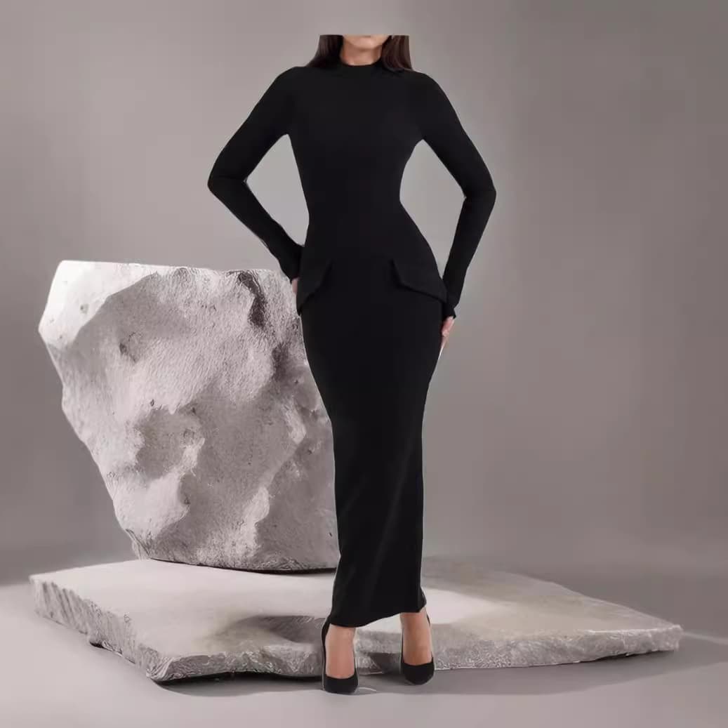 シンプル魅せ ハイネックロングドレス