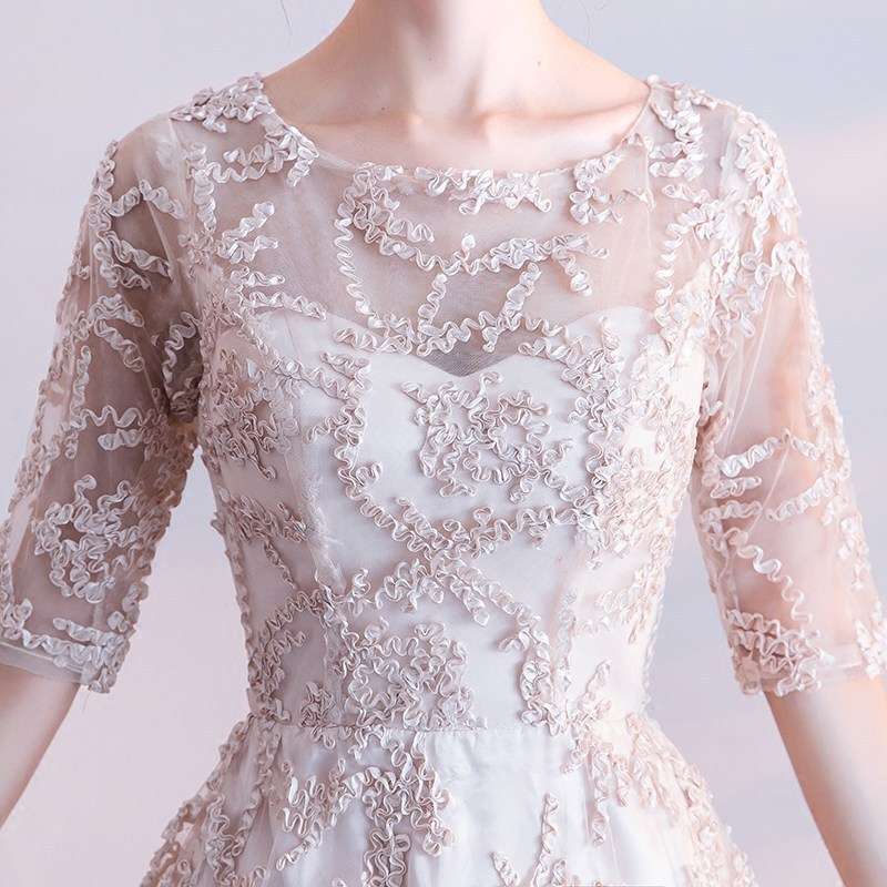 透かし花レースエレガントロングドレス