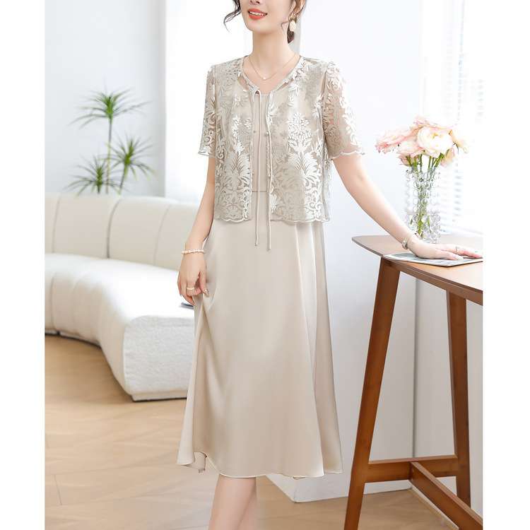 上品レースボレロ付きロングドレス