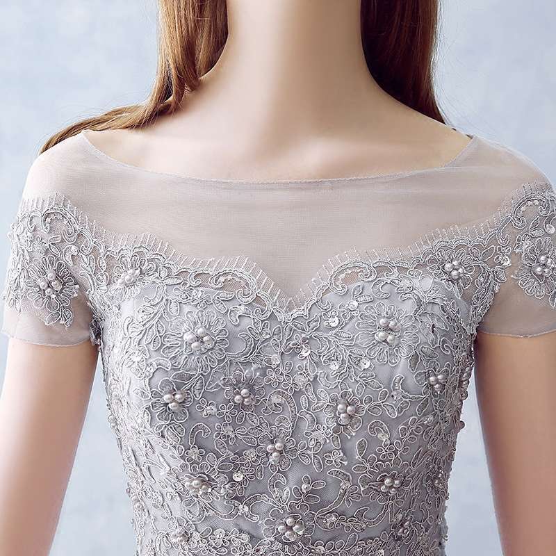 ロングドレス 優美チュールレースドレス