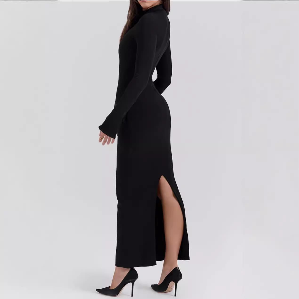 シンプル魅せ ハイネックロングドレス