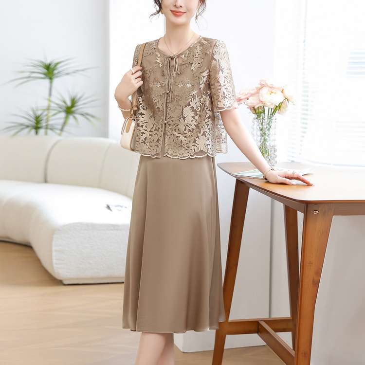 上品レースボレロ付きロングドレス