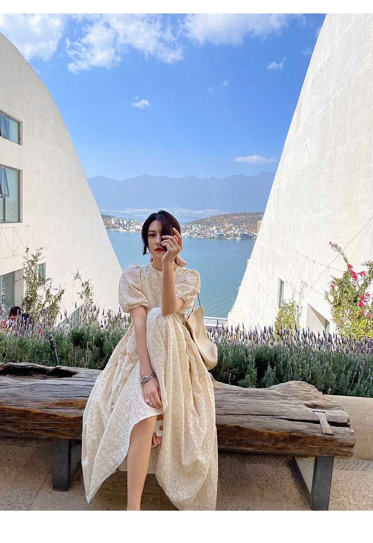 ロングドレス 優美な花柄レースロマンティックドレス