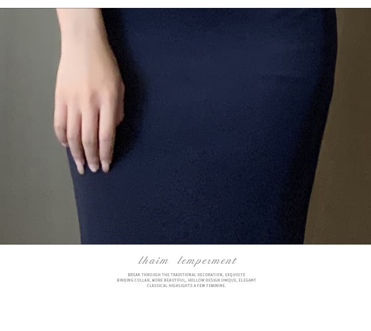 片肩フリルマーメイドロングドレス